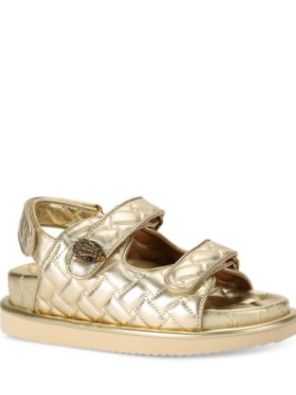 NEW Kurt Geiger Women's Orson Quilted Metallic Gold Flat Platform Sandals - Picture 3 of 12